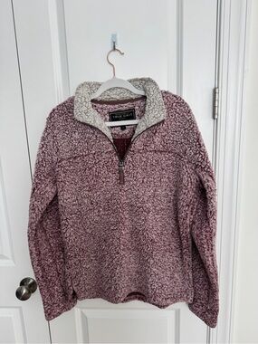 True Grit Dusty Rose Plush Sherpa Half-Zip Pullover